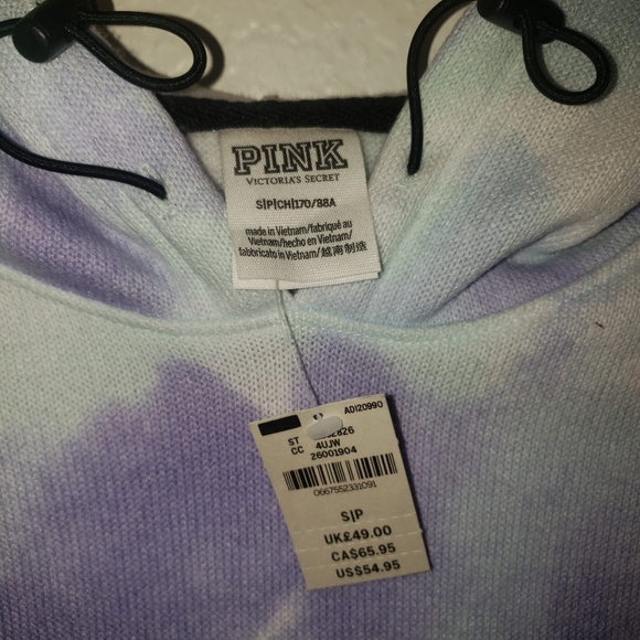 Pink Victoria's secret tight dye crop hoodie - Picture 2 of 4